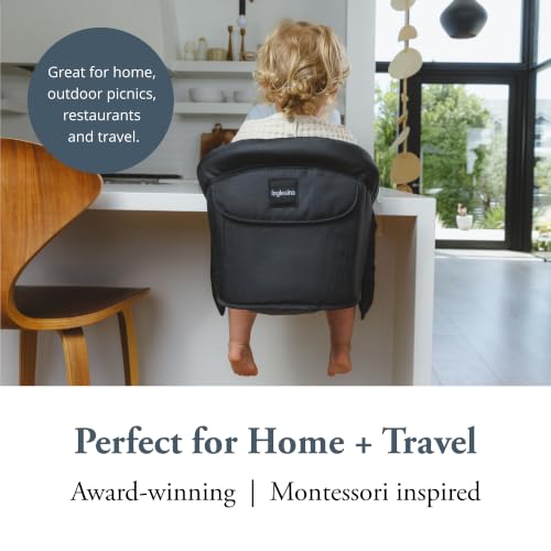 Inglesina Fast Table Chair, Black - Portable Baby High Chair - for Babies & Toddlers up to 37 lbs - Collapsible Design - Fits Tables 0.8'' to 3.5'' Thick - Compact & Easy to Use - Travel Bag Included - color: Black, style: Chair