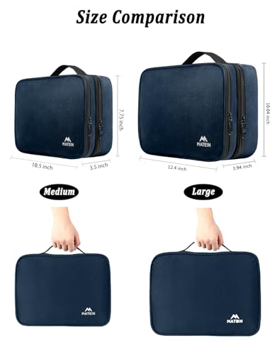 MATEIN Cord Organizer Travel for Men, Large Travel Accessories Changer Case for Cables, Cell Phone and Tablet (Up to 12.9inch), Portable Double Layers Cable Organizer Box, Navy Blue, Tech Gifts - color: Navy Blue, size: Large