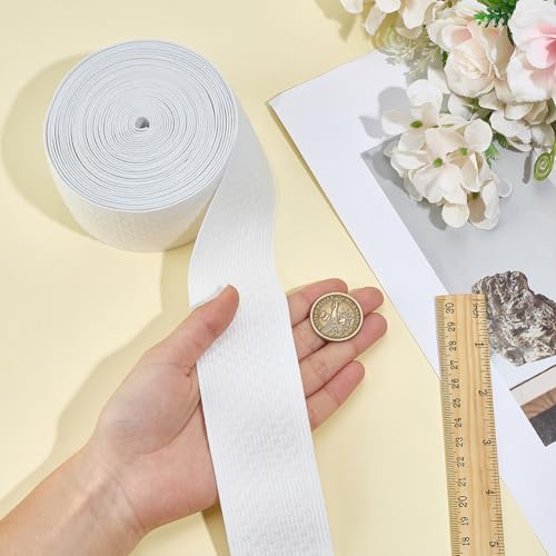 MAYJOYDIY 7.25 Yards White Non-Slip Elastic Band 2 inch Dotted Silicone Gripper Ribbon Stretch Rubbers Elastic Straps Waistband for Garments Crafting Sewing Sportswear Wig Grip
