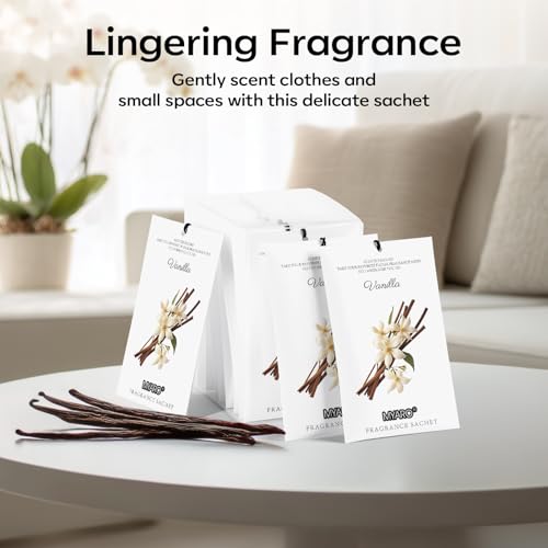 MYARO 12 Packs Vanilla Scented Sachets for Drawer and Closet, Long-Lasting Closet Sachet Bags Drawer Deodorizers Fresh Scents, Home Fragrance for Lover - color: Vanilla