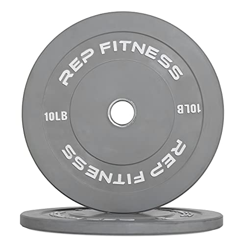 REP Color Bumper Plates LB Olympic Barbell Weights – Rubber Training Discs for Home Gym Strength Lifting, Low Bounce Durable, Weight Pairs & Sets 10 15 25 35 45 Pound Options - color: A. 10lb Gray Pair