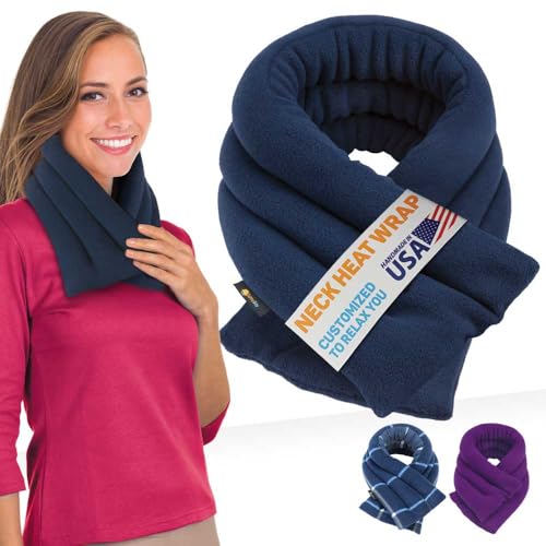 SunnyBay Microwave Heating Pad, 26" Long Microwavable Neck Wrap & Heat Pack for Moist Hot Therapy, Heated Neck Warmer for Neck, Shoulder & Back Pain Relief, Flaxseed Filling, 26x6, Navy Blue - color: 6x26 Unscented - Navy Blue