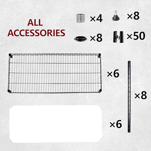Heavy Duty Wire Shelving Unit, 3-Tier Metal Storage Rack, Boltless Assembly, 2100 lbs Capacity, Adjustable Shelves, 48" L x 18" D x 96" H, Black (Black, 2PCS-48 L x 18" D x 96" H) - size: 2PCS-48" L x 18" D x 96" H