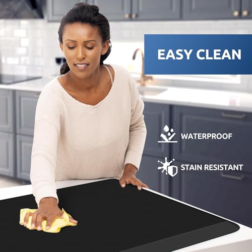KitchenClouds Kitchen Mat Cushioned Anti Fatigue Rug 22"x36" Water Resistant, Non Slip, Standing and Comfort Desk/Floor Mats for House Sink Office (Black,0.8inch) - color: Black, size: 36"L x 22"W x 0.8"Th