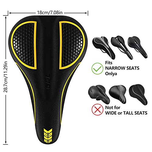 Bike Seat Cushion Gel Padded Bike Seat Cover Extra Soft Comfy for Men Women Comfort,with Peloton Stationary, Exercise, Mountain Bikes, Road & Electric - color: Yellow