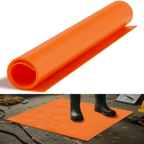 1 Pcs 40" x 40" Insulated Rubber Mat, 1000v High Voltage Insulation Blanket Electrical Safety Rubber Mat Non Conductive Dielectric Mats for Electricians Industrial Workspaces, Orange - color: Orange, size: 40" X 40" X 0.06"