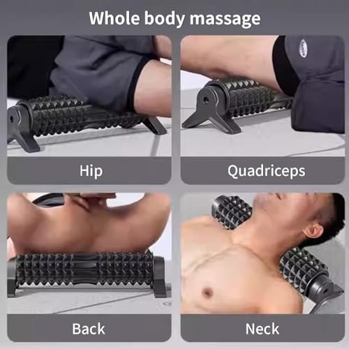 RUNWE Foam Roller with Stand - Bracket Foam Roller for Back Pain, 21 inch Trigger Point Deep Tissue Massage Roller, Medium Density Grid Bracket Foam Rollers, Leg Roller for Muscles Deep Tissue - color: Purple