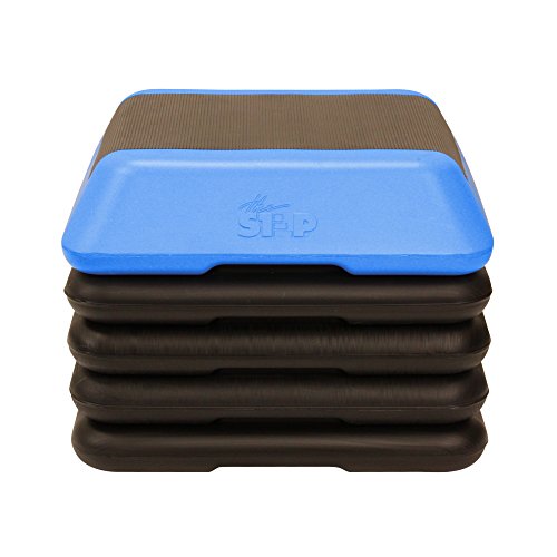 The Step Adjustable High Step Aerobic Platform with 4 Risers, Home Gym Workout Equipment, Fitness Exercise Equipment Made in the USA - color: Blue