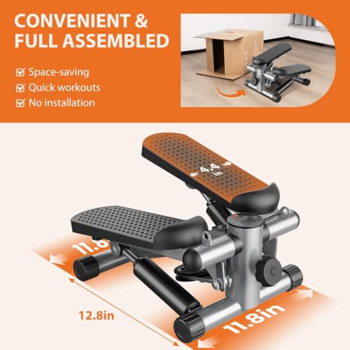 Sweetcrispy Mini Stair Steppers with Resistance Bands for Exercise at Home, Portable Exercise Twist Stepper Machine for Full Body Workout, 300LBS Capacity - color: Sliver Pro