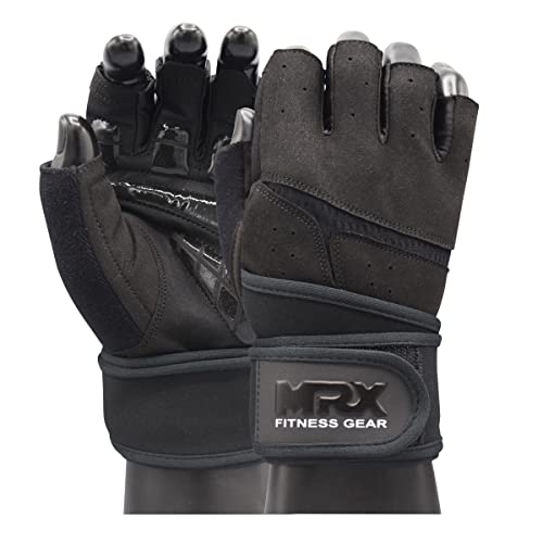 MRX Weightlifting Gloves for Men Workout Gloves Mens Wrist Support Lifting Gloves Male Gym Gloves | Workout Gym Accessories for Men Weight Lifting Fingerless Gym Exercise for Powerlifting - color: Black 2627, size: Small