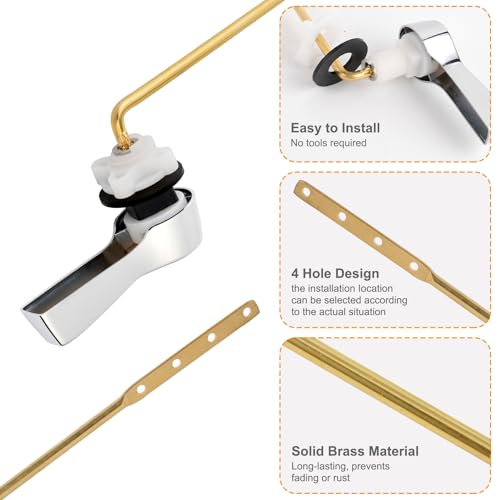 Hibbent Universal Metal Front Mount Toilet Handle Replacement Kit, Chrome | Toilet Bowl Flush Handle with Solid Brass Toilet Flush Tank Lever, Stainless Steel Flapper Chains for Most Toilet Tanks - color: Chrome, style: Upgraded Front Mount