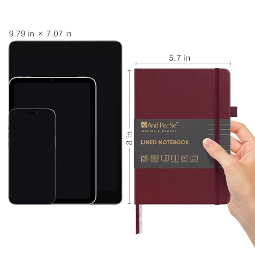 &And Per Se Lined Notebooks 3-Pack Gift Set, A5 Hardcover Journals, 160 Pages 100gsm Thick Paper, 3 Assorted Colors (Black, Green, Dark Red) - color: Black,Green&Dark Red, style: 3 Pack-Lined