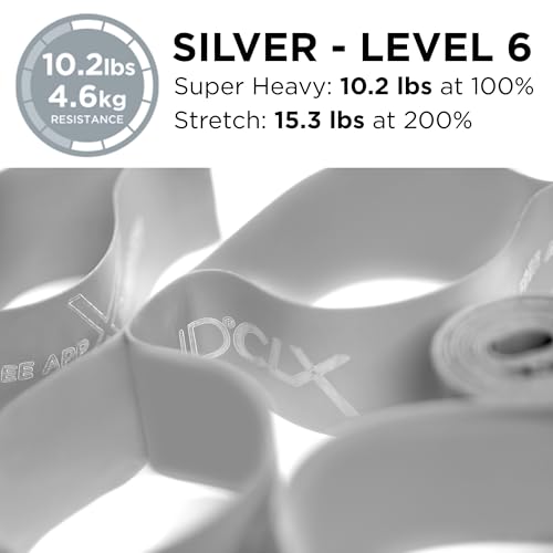 THERABAND CLX Resistance Band with Loops, 5 Feet, Silver, Super Heavy, Non-Latex, Elastic Band for Exercise, Mobility & Rehab, Stretching, Home Workouts, Color-Coded for Easy Resistance Levels - color: Level 6 / Super Heavy - Silver