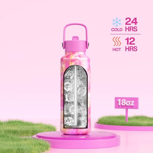 POWCAN 18 oz Insulated Water Bottle: Leakproof, Lightweight, BPA-Free, Cupholder Friendly, Stainless Steel Water Bottle with Straw for Girl, Outdoors, Sport, Daily, Classroom, School (Citrus Dream) - color: Citrus Dream, size: 18 Ounces