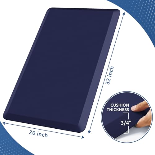 KitchenClouds Kitchen Mat Cushioned Anti Fatigue Rug 20"x32" Water Resistant, Non Slip, Standing and Comfort Desk/Floor Mats for House Sink Office (Blue) - color: Blue, size: 32"L x 20"W x 0.8"Th
