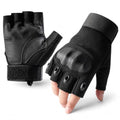 Fingerless Tactical Gloves for Gym, Motorcycle Gloves Hard Shell Knuckle Protection Leather Palm, Workout Cycling Airsoft Shooting Hunting Hiking Driving - size: Small