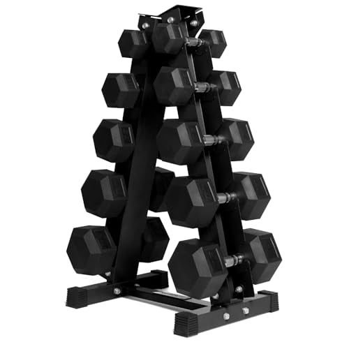 Ritfit 5-650 LBS PVC Encased Hex Dumbbell Sets with Optional Rack for Home Gym, Hand weight with Chrome Handle for Strength Training,Workouts - style: (10+20+30+40+50)300LBS SET