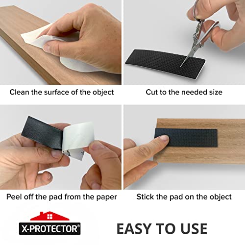X-Protector Rubber Strip - 8 PCS Non Slip Pads - Black Universal Grip Strips - Self-Adhesive - Premium Feet for Keyboard, Appliances - size: 8 PCS 1 x 4 inch (Black Rubber)