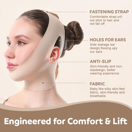 Face Strap Face Lift Belt, Comfortable VShaped Bandage Face Lift Band Face Outline Lifting Facial (Skin Color) - color: Skin Color