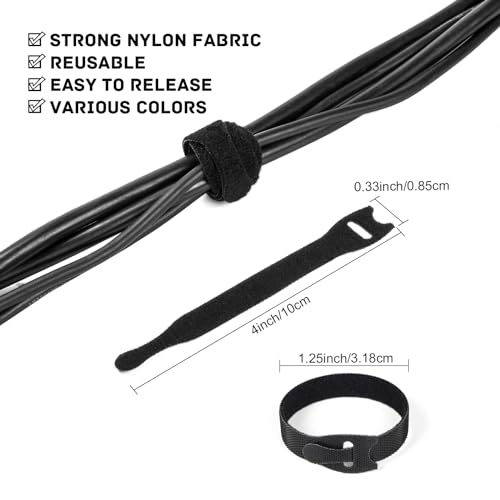 OneLeaf 180PCS Valuable Wire Organizer 4Inch Reusable Cable Ties with Hook and Loop, Colorful Fastening Cord Ties Wire Management for Home, Office, Data Centers, and Electronics, 5 colors - size: 4in-180pcs