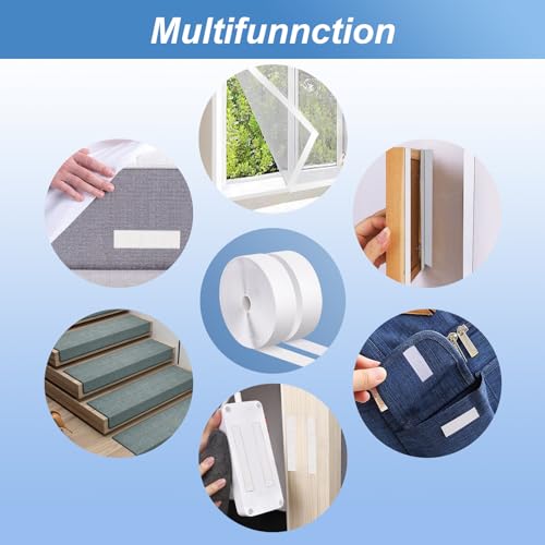 2''×27Ft White Heavy Duty Hook And Loop Tape Adhesive, No Punching Picture Wall Hanging Roll, Sticky Back Couch Cushions Grip, Keep Rugs in Place, Strong Adhesive Tape for DIY at Classroom Office Home - size: 2In × 27Ft, style: White