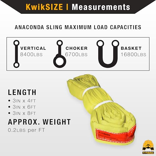 Heavy Duty Lifting Strap - Anaconda - Endless Loop Strap for Industrial Lifting Slings - Yellow - 3" x4' - color: Yellow, size: 3"x4' | 8,400 lbs