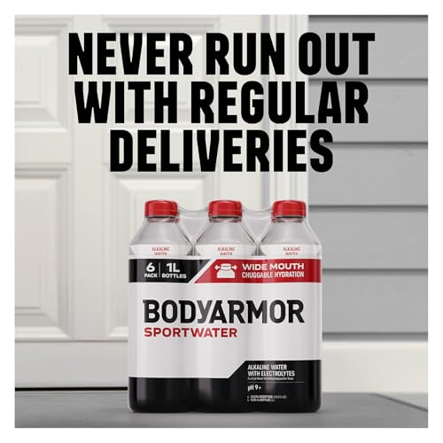 BODYARMOR SportWater Alkaline Water, High Alkaline Bottled Water, pH 9+, 1 Liter (12 Pack), Refreshing Electrolyte Water Pack, Wide Mouth Bottle - size: 33.8 Fl Oz (Pack of 12)
