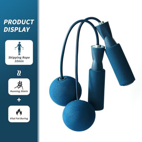 Cordless Jump Rope with Weight Ball, Fitness Training Jump Rope, Indoor Home Exercise, Suitable for Men Women. - color: dark blue