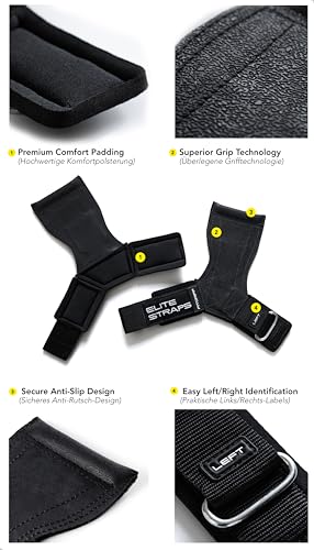 Fitgriff® Elite Straps - Lifting Wrist Straps (Rubber Grips) for Weightlifting, Gym, Workout, Deadlift - Anti-Slip Revolution for Men and Women - size: Small-Medium