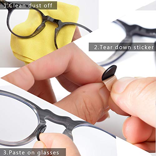 1.0mm Eyeglass Nose Pads 20 Pairs Stick On Anti-Slip Nose Pads for Glasses | 1mmThin, Non Slip silicone Nose Pads for Eyeglasses Sunglasses Plastic Frames,Super Sticky 3M Adhesive(20-Black) - color: Black