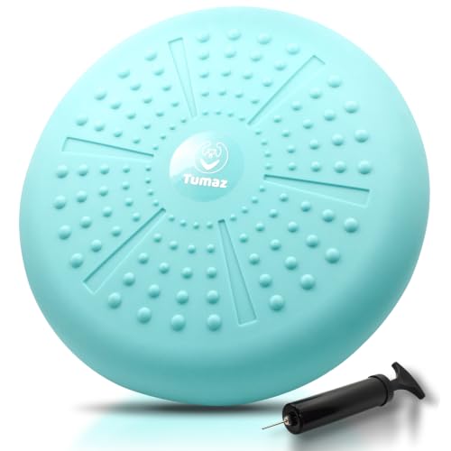 Tumaz Wobble Cushion - Wiggle Seat to Improve Sitting Posture & Stay Focused for Sensory Kids, Balance Disc to Core Strength & Flexible Seating [Extra Thick Balance Board, Pump Included Wobble Board] | Extra Thick | Supports Active Sitting | For Sensory K