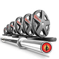XMARK Olympic Weight Set | TEXAS STAR Weight Set Rubber-Coated Olympic Weight Set With XMARK BLACKSMITH Barbell Bar, Barbell Weight Set, Weights, Barbell - color: 15) Straight Bar & 255 lb Weight Set