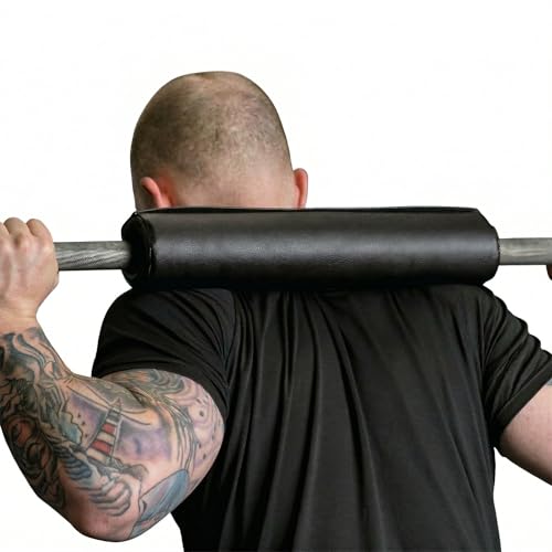 Dark Iron Fitness Barbell Pad w/Extra Thick Foam Padding, Non-Slip Hook and Loop Closure for Olympic Bars Weight Training Shoulder & Neck Protection Support, for Squats Hip Thrusts Lunges - color: All Black