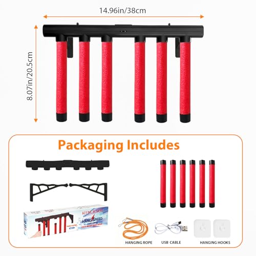 Reflex Drop Sticks Game,2026 New 3-Speed Adjustable Catching Toy with Wall Mount & Rope Hanging,USB Rechargeable Hand-Eye Reaction Training Toy for Kids Adults Seniors,Party Agility Game - color: Red