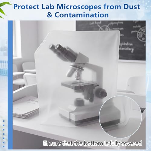 Wonderjune 2 Pack Thick Plastic Microscope Dust Cover, Full Sealed Waterproof Protective Case 22 x 13 x 21 in, Fit Full Size Standard Microscopes