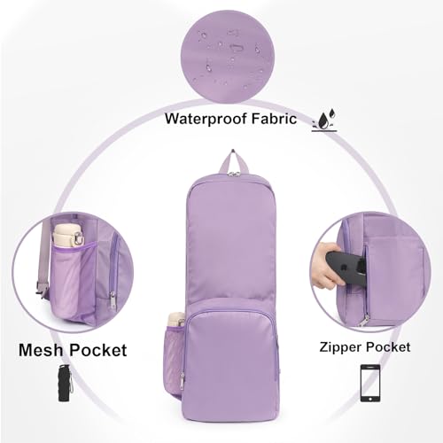 Yoga Mat Bag Carrier Side Mesh Zipper Pocket Exterior Wet Compartment Lightweight Waterproof Yoga Bag for Mat - color: Purple