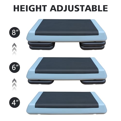 Aerobic Step Platform 30" × 14" Height Adjustable Workout Step for Fitness Strength Training with Risers Exercise Platform for Home Gym - color: Gray-30"×14"-4 Risers, size: 30"×14"