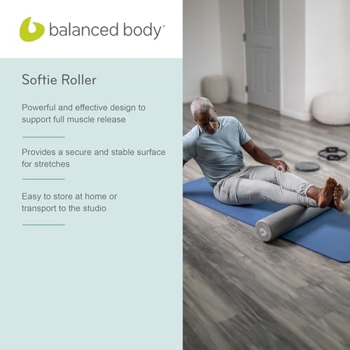 Balanced Body Softie Roller, Soft Foam Roller, Muscle-Release Roller, Muscle Roller for Post-Pilates Workout or Physical Therapy, Stretching Tool, Light Gray