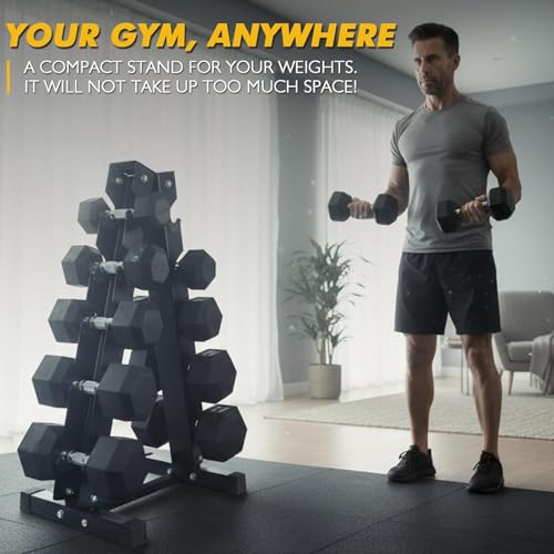 RitFit Rubber Coated Hex Dumbbell Set with Rack, 5-780LB for Home Gym Strength Training, Anti-Slip Knurled Handle, Hexagon Anti-Roll, Heavy-Duty Storage Rack - style: 210 LB Set（5-30LB)