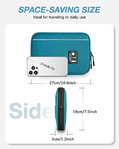 BAGSMART Large Electronics Organizer Travel Case for Tech Accessories, Blue | Travel Cable Organizer, For Travel Essentials, Cord Organizer, For Phone Power Bank SD Card - color: Blue