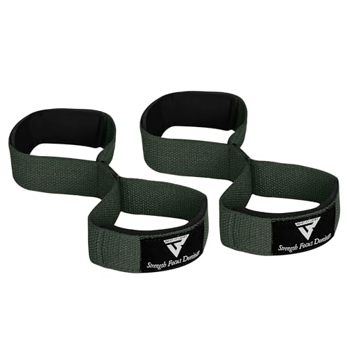 Weight Lifting Straps Figure 8, Anti Slip Strap with cuffs wrist Support for Gym Workout Deadlift Powerlifting Bodybuilding Weightlifting, Fitness Strength Training, Hand Bar Grip for Men - color: Green
