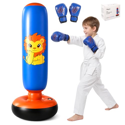 Inflatable Punching Bag for Kids with Boxing Gloves | 46 Inch, Stable Inflatable Boxing Bag, For Ages 3–6, Gifts for Toddler Boys and Girls, For Karate and Taekwondo