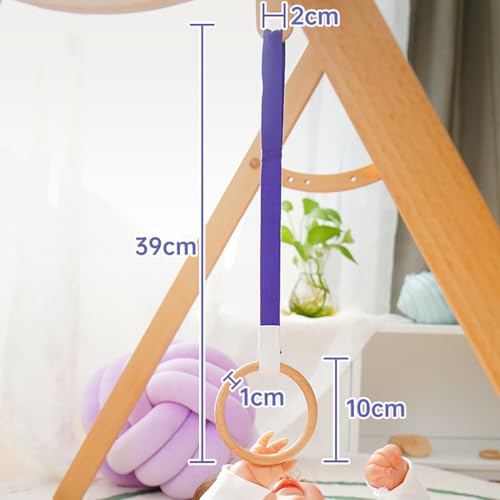 Baby Pull Ring, Wooden Activity Ring with Strap, Early Development Toy - color: Green and Beech Wood
