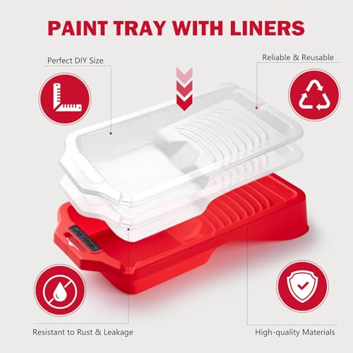 Mister Rui Paint Tray 4 Inch, 11 Pack, Small Paint Roller Tray, Plastic Tray with 10 Liners, Textured Disposable Trays for Painting Walls - size: 4 Inch, 11 Pack