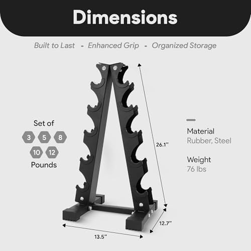 BalanceFrom Neoprene Coated Iron Dumbbell Hex Weights Set with Stand – Color-Coded or Black Options with Non-Slip Grip for Strength Training, Resistance Workouts, and Home Gym Fitness - style: 76LBS Set