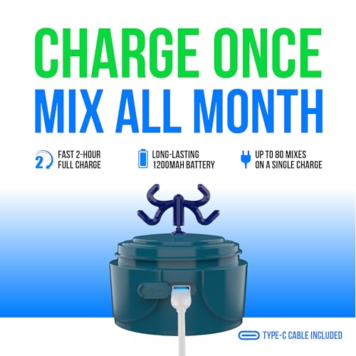 VELOMIX Electric Protein Shaker Bottle - 24 oz | USB-C Rechargeable | Leak Proof Shaker Cups for Protein Shakes | Portable Blender for Shakes and Smoothies (Electric - Blue) - color: Electric - Blue