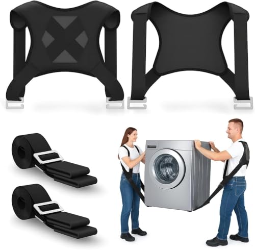 NOCOEX Moving Straps 2-Person for Lifting - Shoulder Lifting and Moving System with Back Support for Movers Easily & Safely Carry Furniture Appliance Mattresses Heavy Object Up to 880 lbs Like a Pro - color: Black