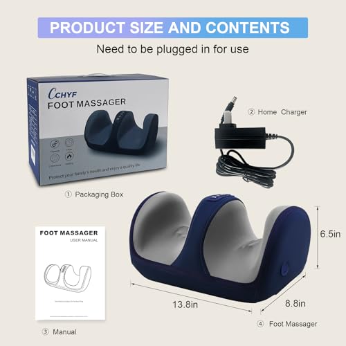 Foot Massager with Heat, Electric Foot and Calf Massager with Roller, Deep Tissue Massage for Plantar Fasciitis, Neuropathy & Pain Relief, Gifts for Women & Men(Blue) - color: Royal Blue