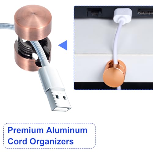 SmallCat 3 Sets Charger Holders for Cords, Adjustable Cable Anchor Holders, Adhesive Metal Cord Clips, Cable Management Wire Organizers for Desk, Office, Nightstand - Gold, Red Bronze, Rose Gold - color: Gold, Red Bronze, Rose Gold, size: 3 Sets