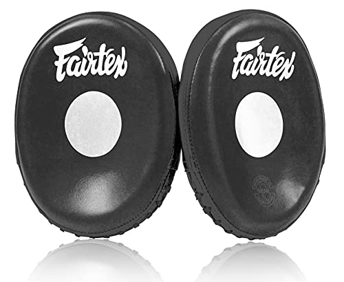 Fairtex FMV15 Muay Thai Boxing Focus Punch Mitts | Premium Syntek Leather Boxing Mitts-Lightweight & Durable Microfiber | Curved Design for Precision, Shock Absorbent & Enhanced Accuracy - color: Black